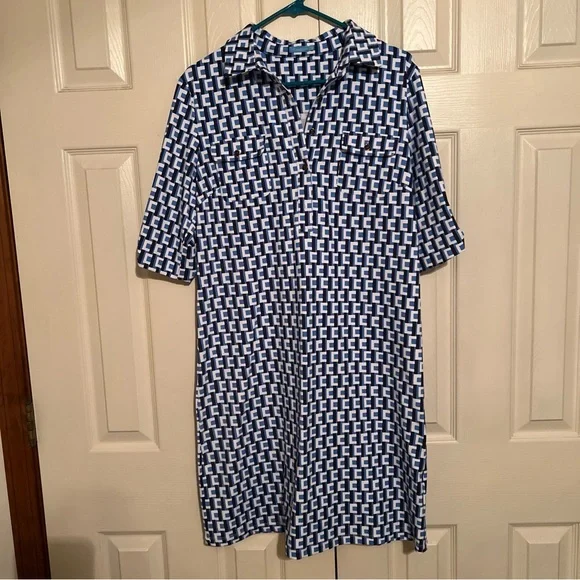 J. McLaughlin Blue and White Midi Dress - Picture 3 of 11